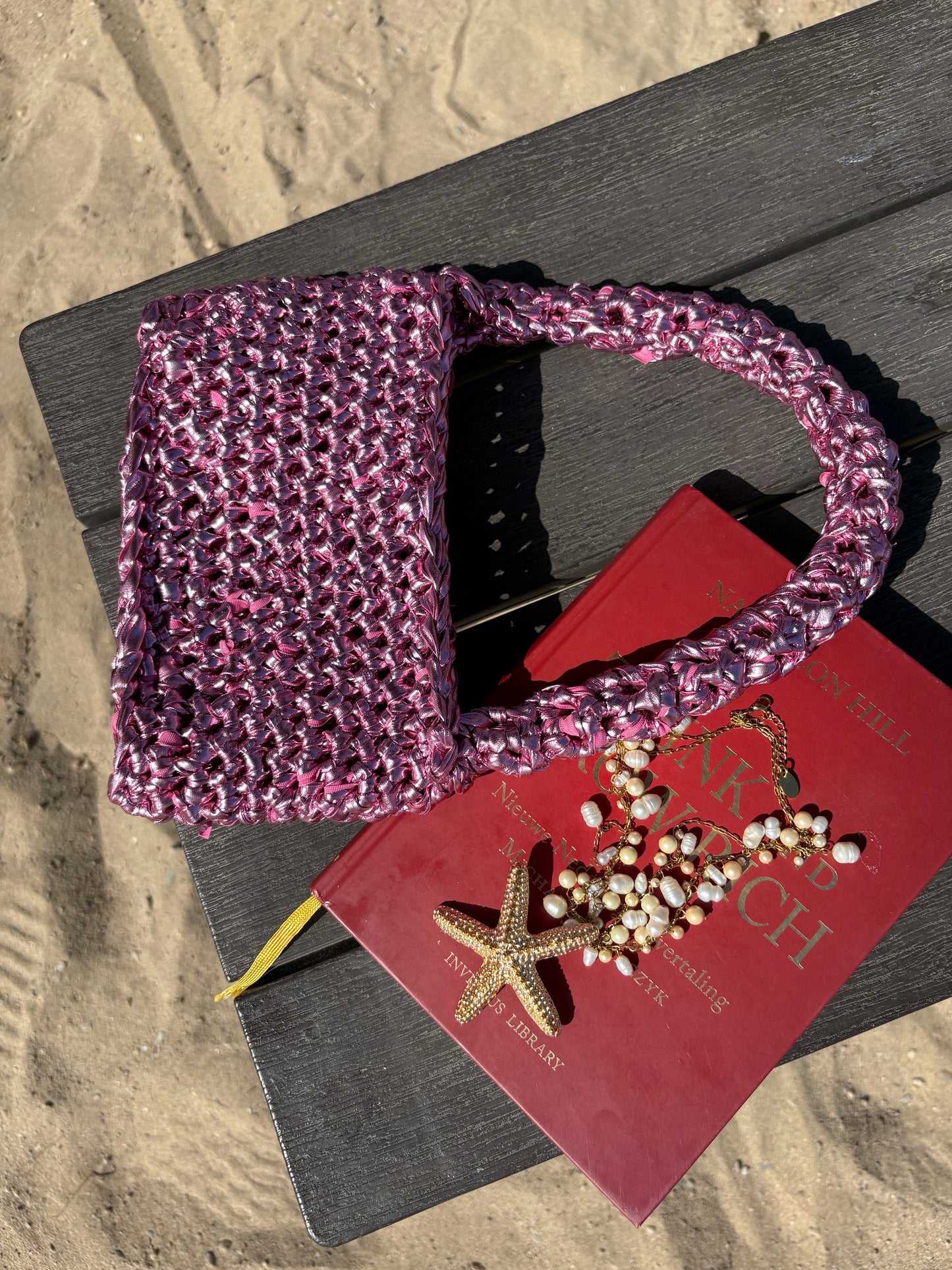 Roze metallic handtas